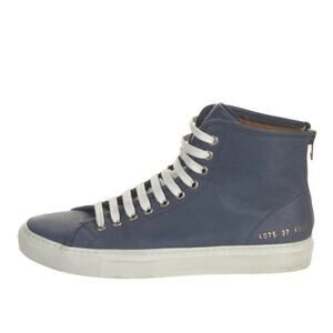 Common Projects Leather High Top Sneakers Navy Blue -37 (7)